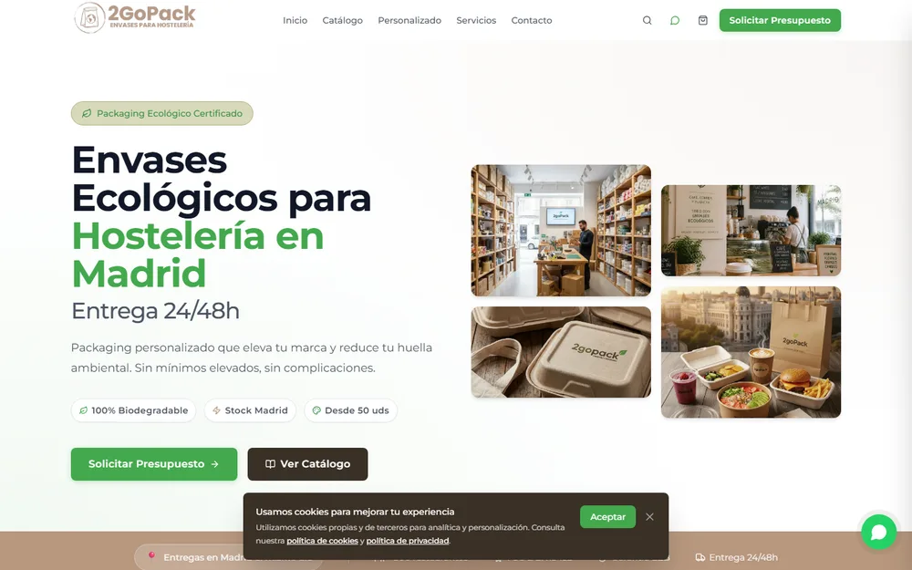 Vista previa del sitio web de 2GoPack